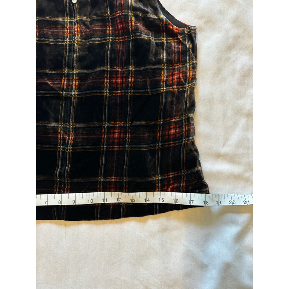 Women's J.Crew Tank Top, 6P, Black and Red Plaid Velvet Keyhole NWT - Picture 10 of 10